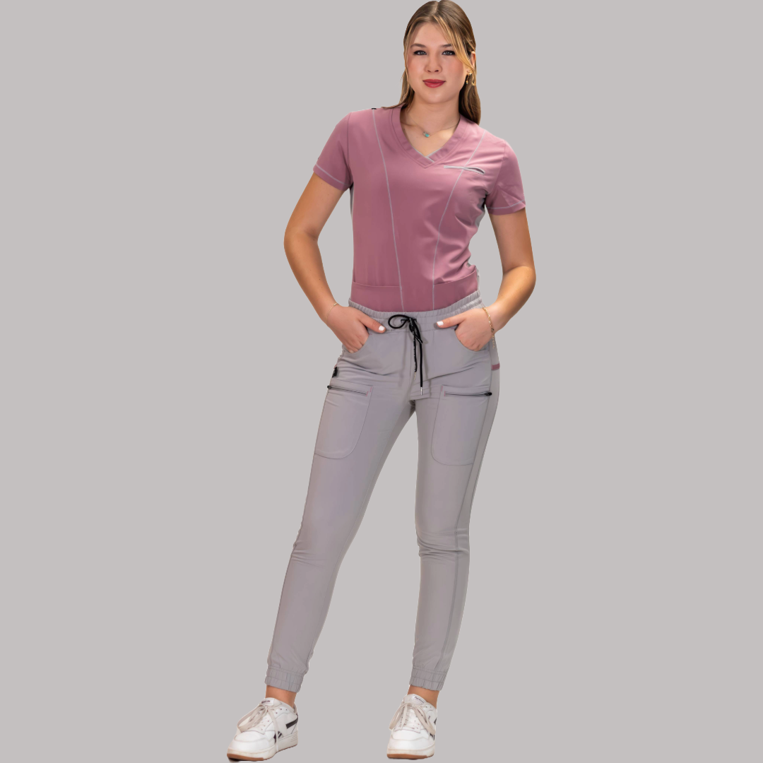 Women’s Waterproof Rosewood/Pearl Gray Top, Scrubs style 300