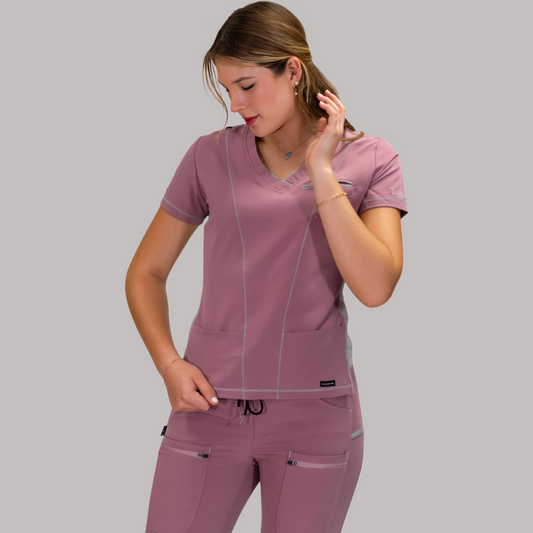 Women’s Waterproof Rosewood/Pearl Gray Top, Scrubs style 300