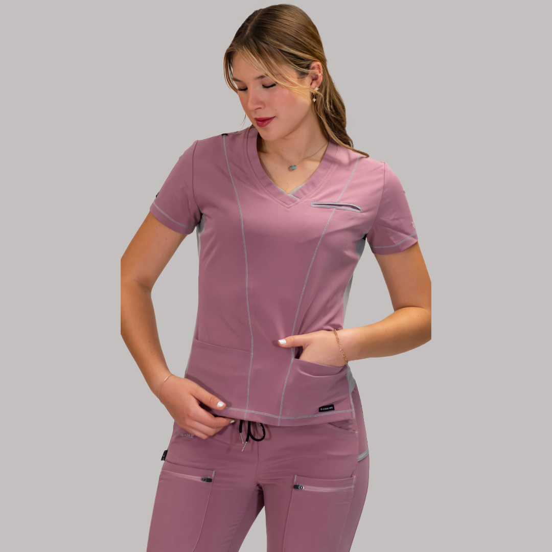 Women’s Waterproof Rosewood/Pearl Gray Top, Scrubs style 300