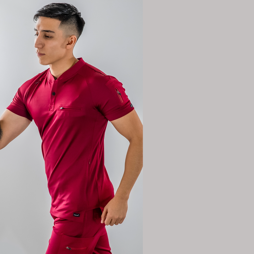Men's Top 901 Burgundy Super Stretch, Scrubs 901