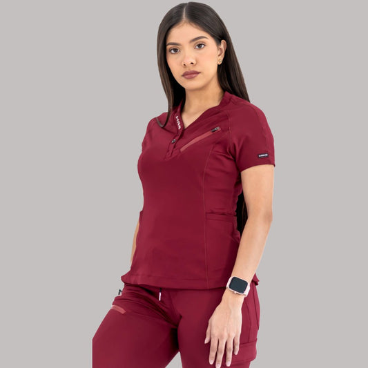 Women’s Top 905 Burgundy, Super Stretch Scrubs