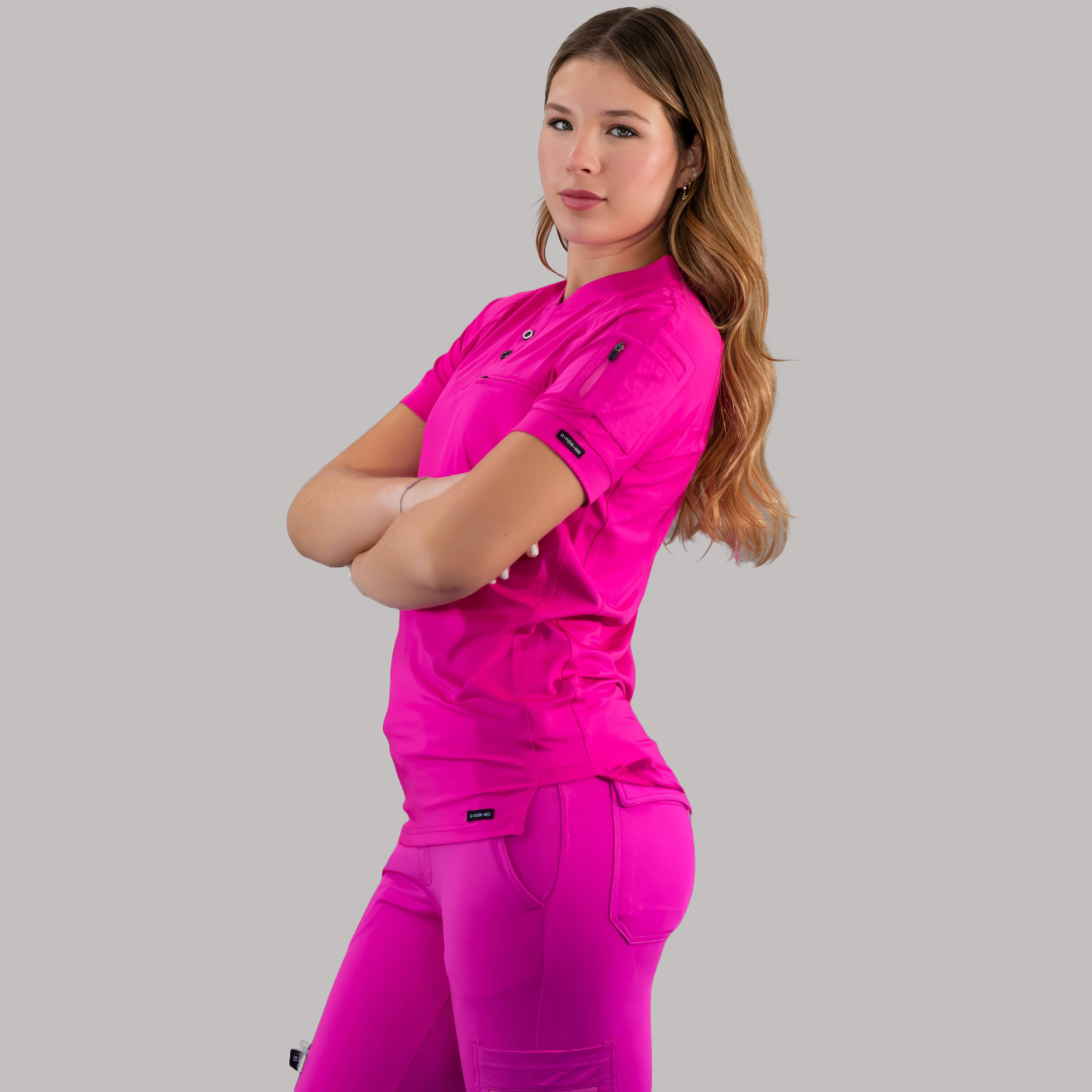 Unisex Relaxed Unisex Top 901 Fuchsia, Super Stretch Scrubs