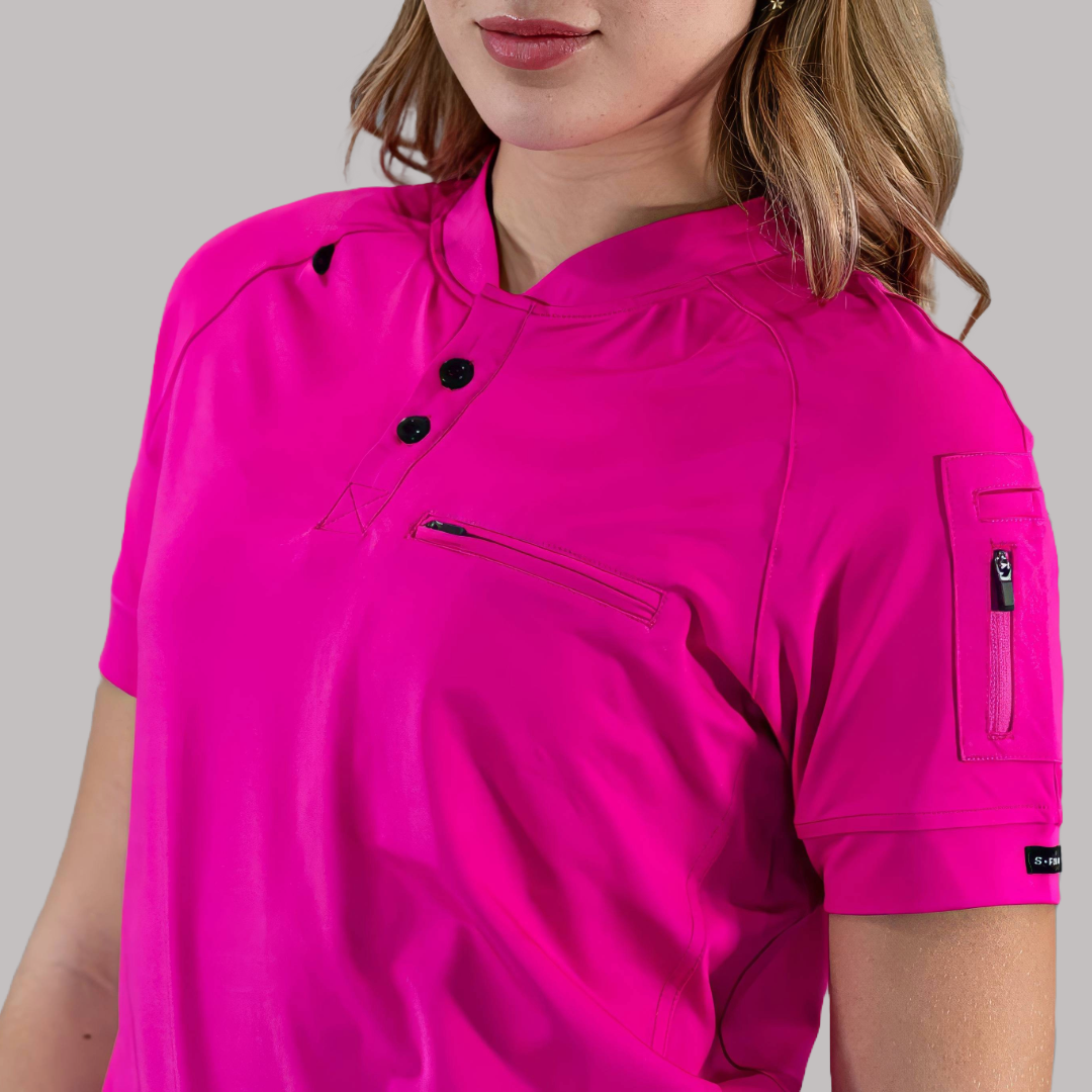 Unisex Relaxed Unisex Top 901 Fuchsia, Super Stretch Scrubs