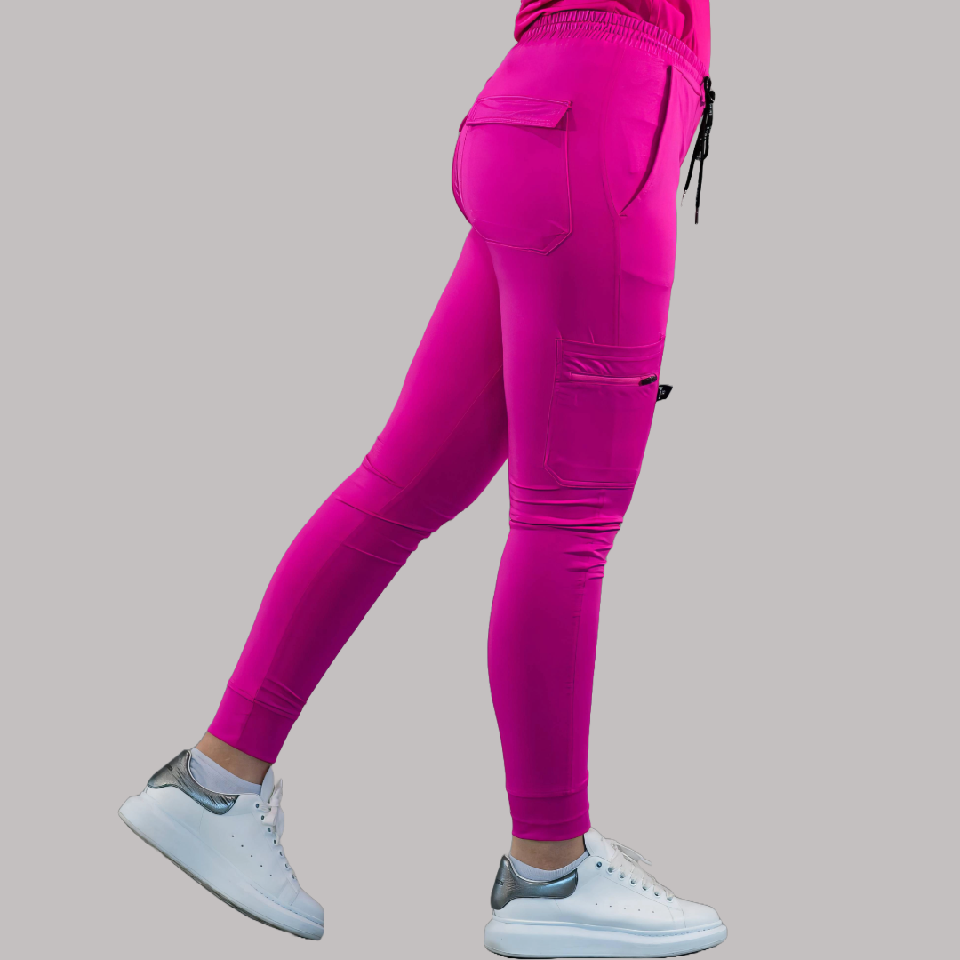 Unisex Relaxed Unisex Jogger 901 Hot Pink, Super Stretch Scrubs