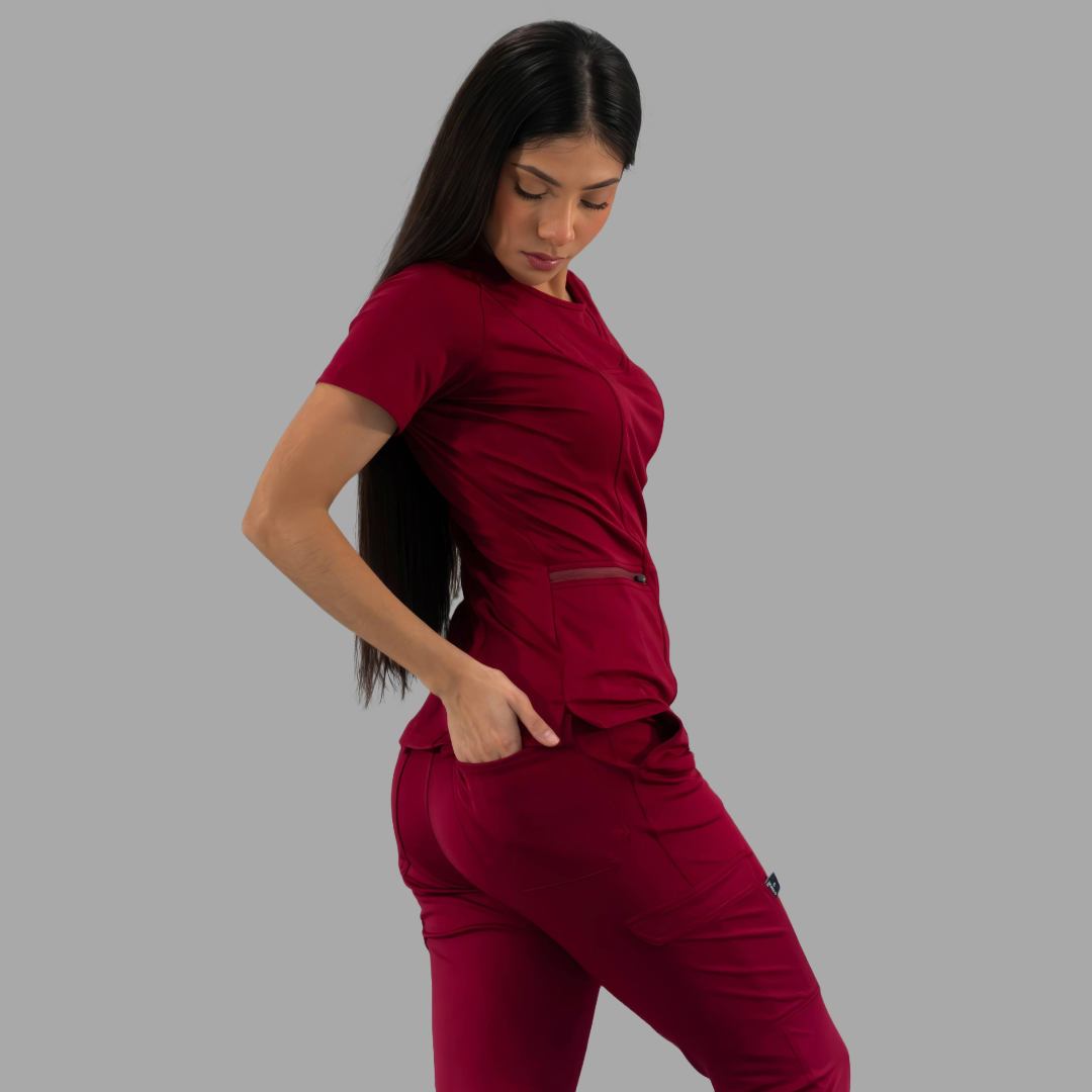 Women's Top 901 Burgundy, Super Stretch Scrubs