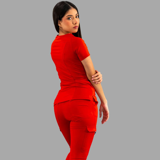 Women's Top 901 Red, Super Stretch Scrubs