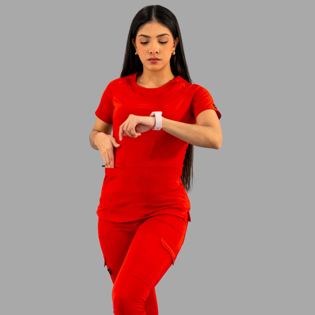 Women's Top 901 Red, Super Stretch Scrubs