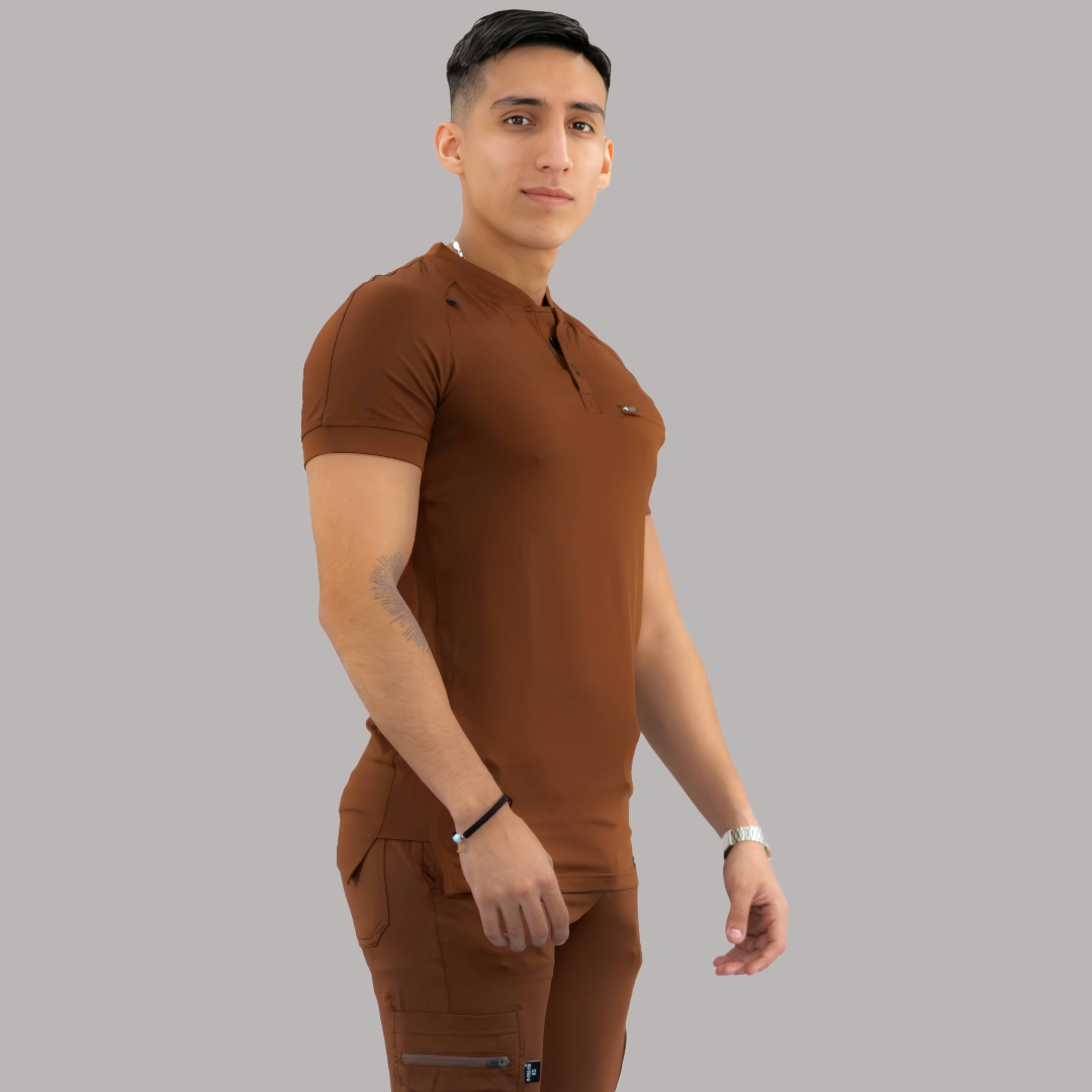 Men's Top 901 Brown Super Stretch, Scrubs 901