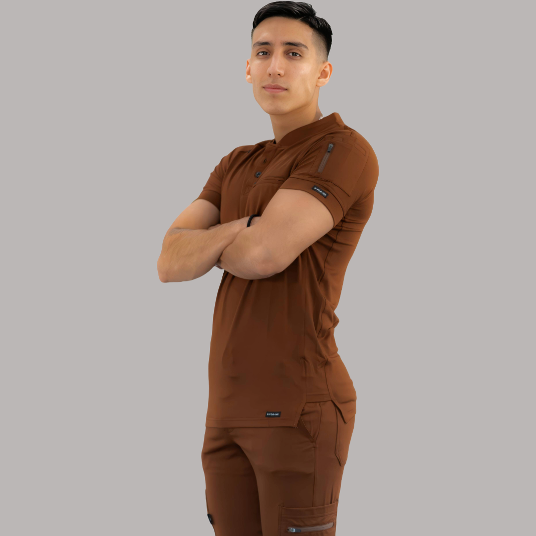 Men's Top 901 Brown Super Stretch, Scrubs 901