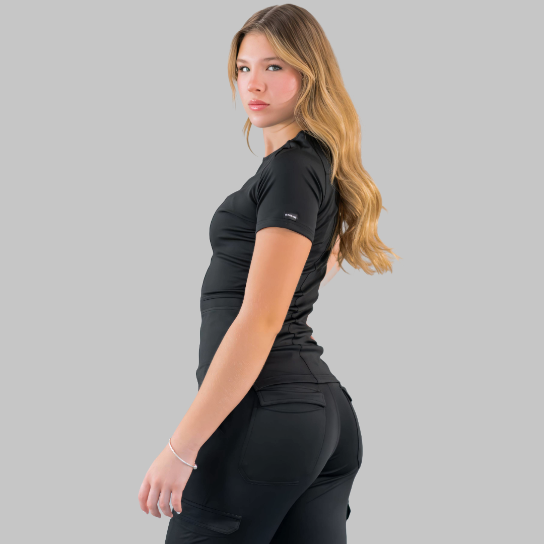 Women's Top 901 Black, Super Stretch Scrubs