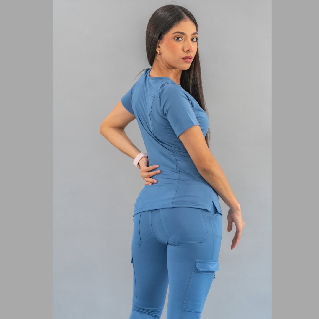 Women's Top 901 Cornflower Blue, Super Stretch Scrubs