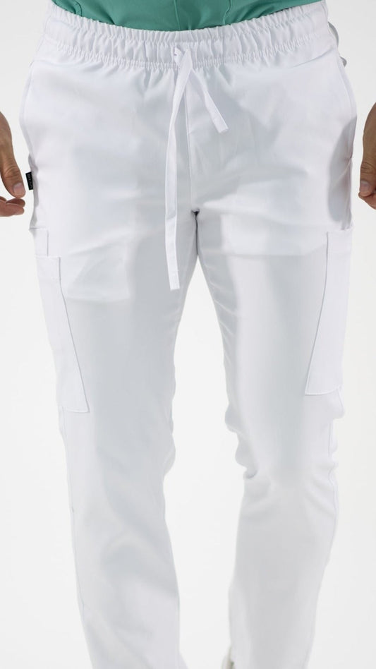Men's Pants 5 Pockets Alviero Stretch White