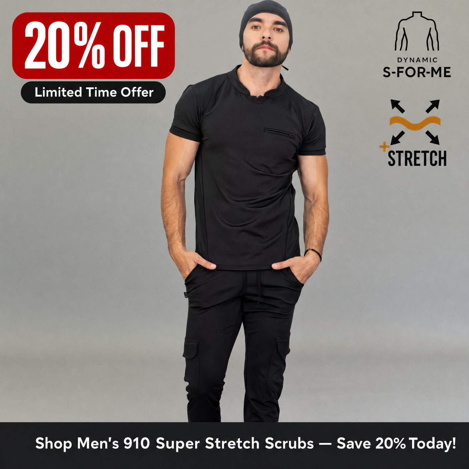 S-FOR-ME 910 Men's Super Stretch Scrubs