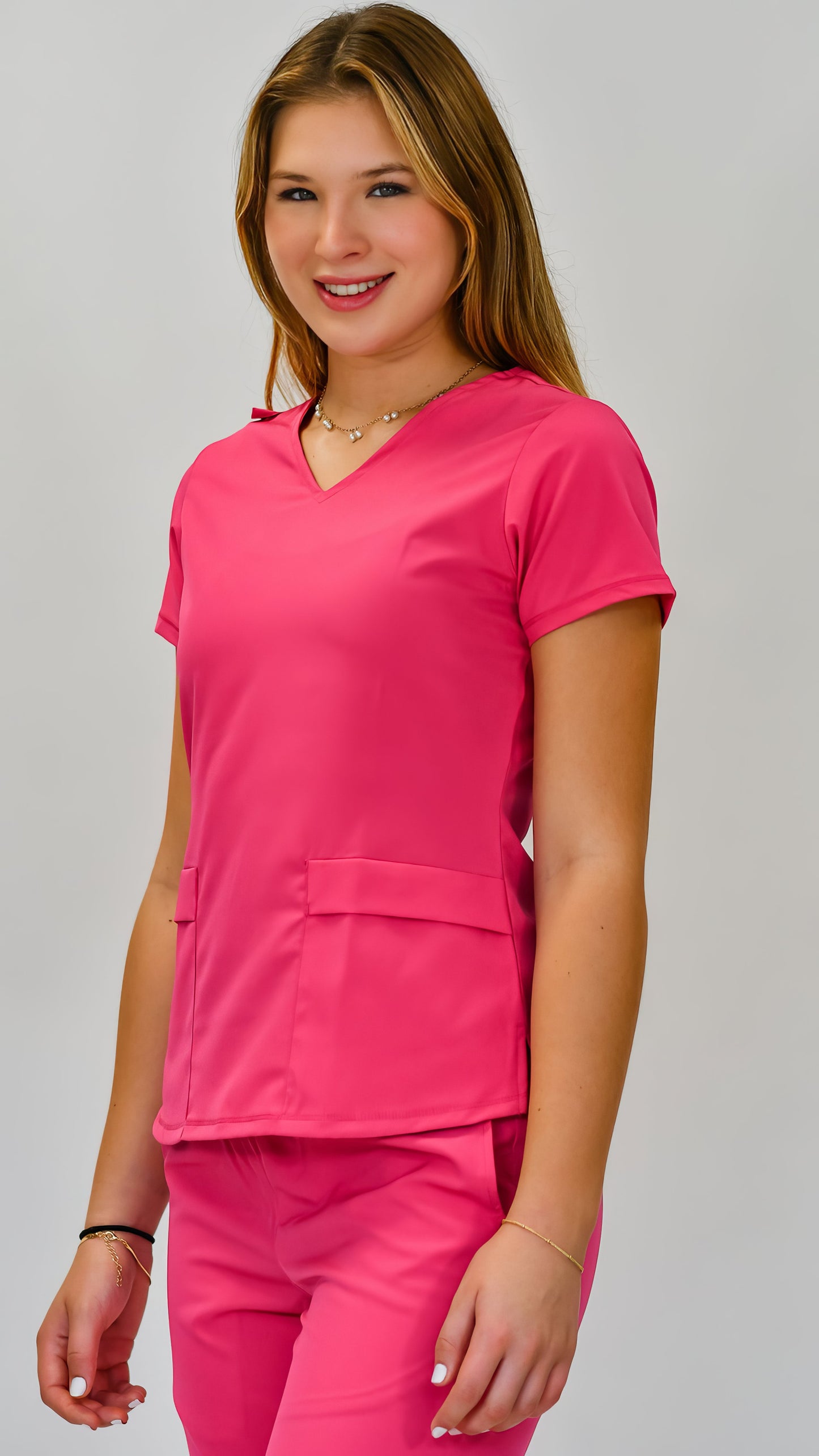 Women's Scrub Top 600 Fways Hot Pink