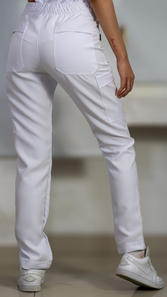 Women's Six Pockets Pants in Pure White, Waterproof