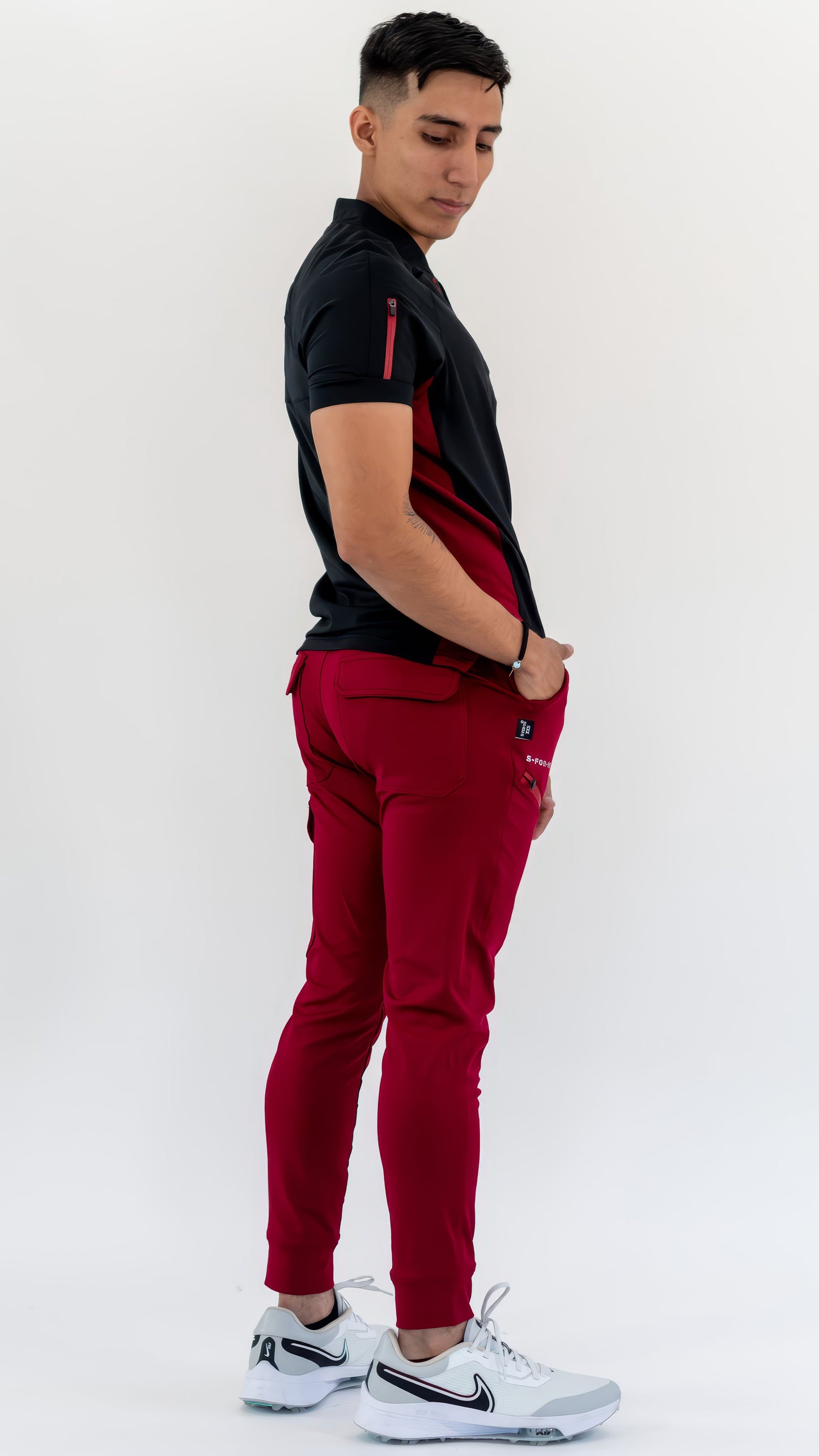 Men's Top 905 Black/Burgundy, Scrubs Super Stretch