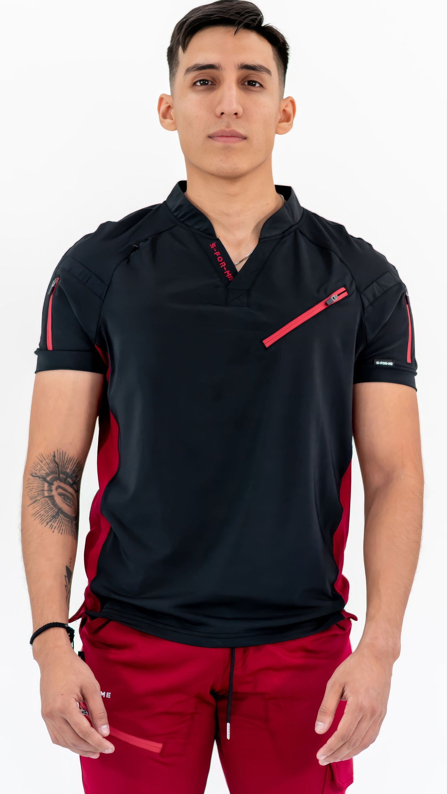 Men's Top 905 Black/Burgundy, Scrubs Super Stretch