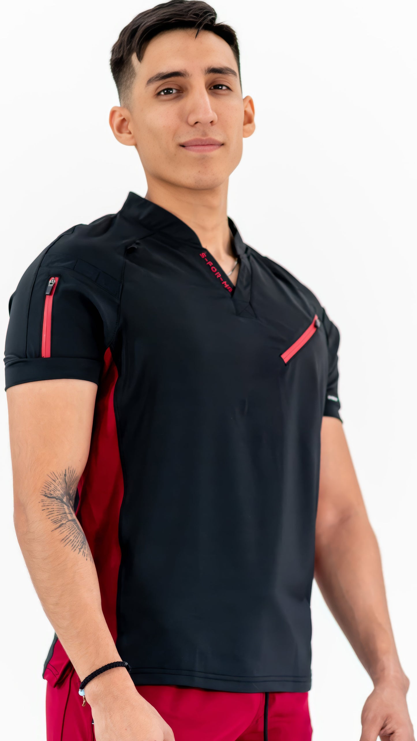 Men's Top 905 Black/Burgundy, Scrubs Super Stretch