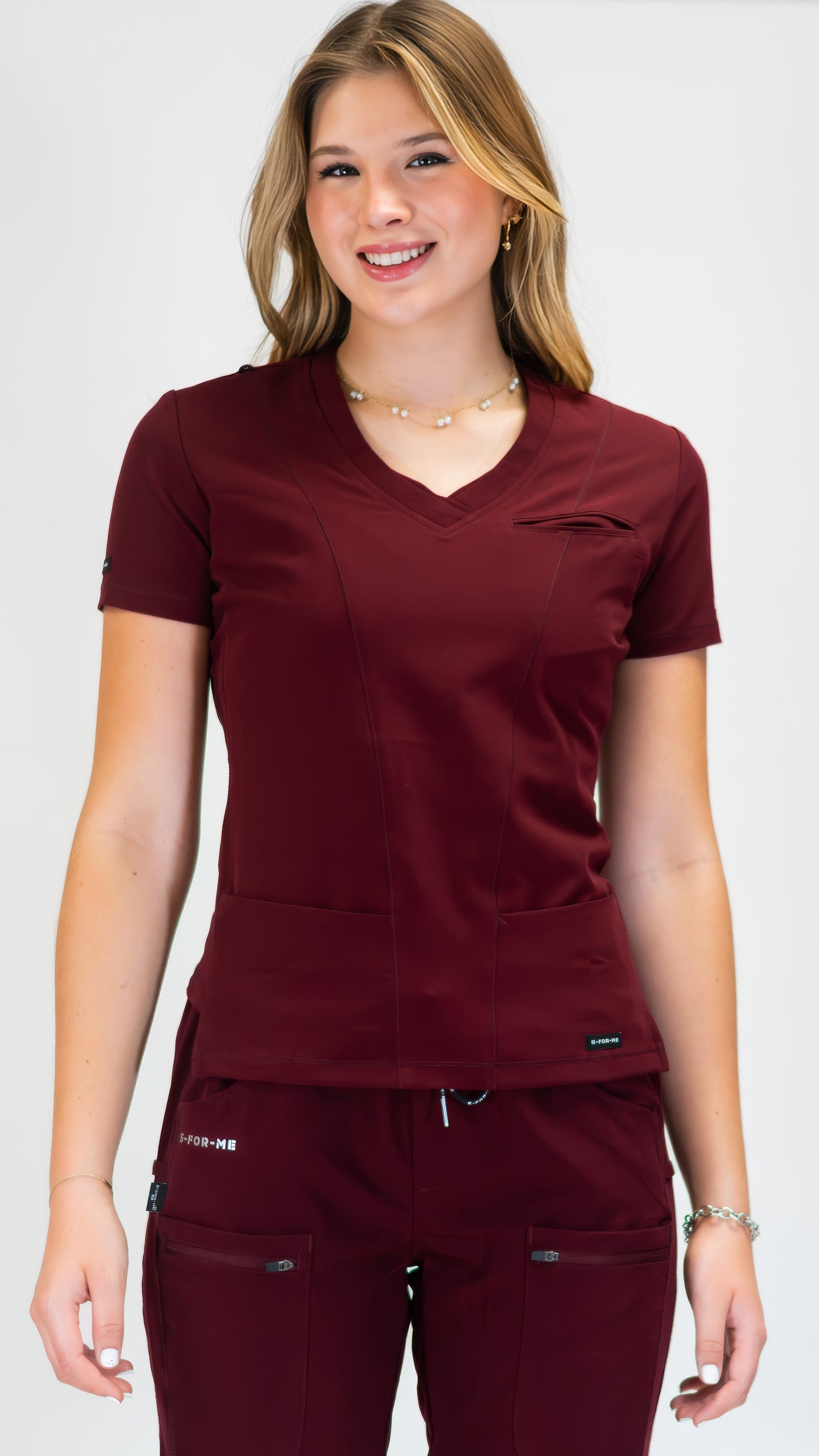 Women’s Waterproof Burgundy Top, Scrubs style 300