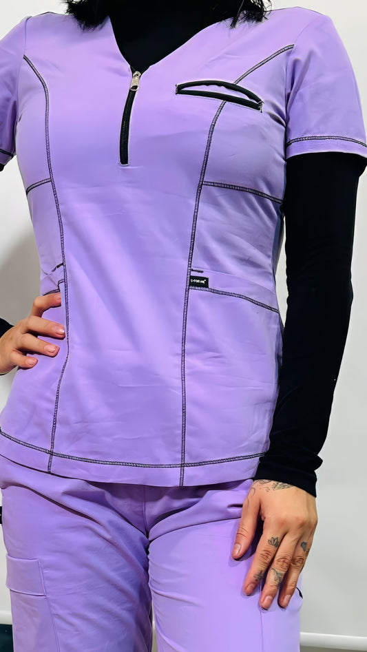 Women's Top 510 Lilac/Black 100% Cotton