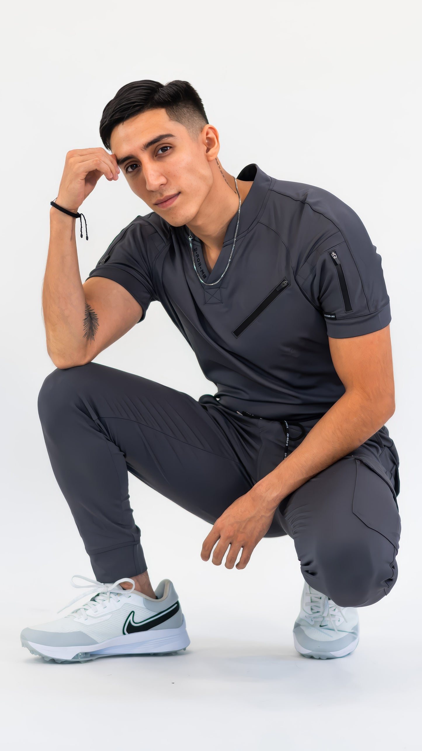 Men's Scrub Top 905 Oxford Gray/Black, Scrubs Super Stretch