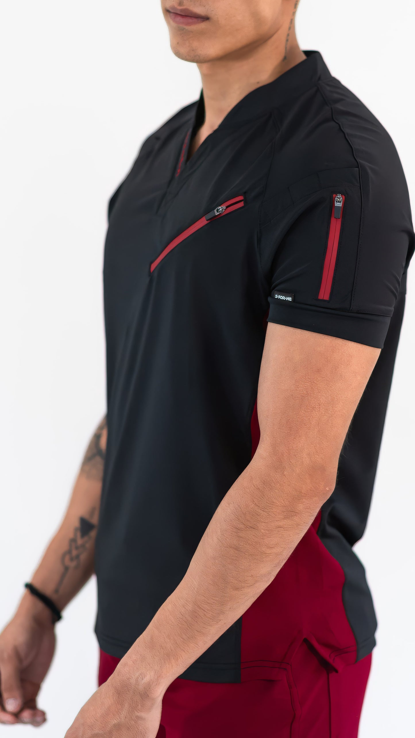 Men's Top 905 Black/Burgundy, Scrubs Super Stretch