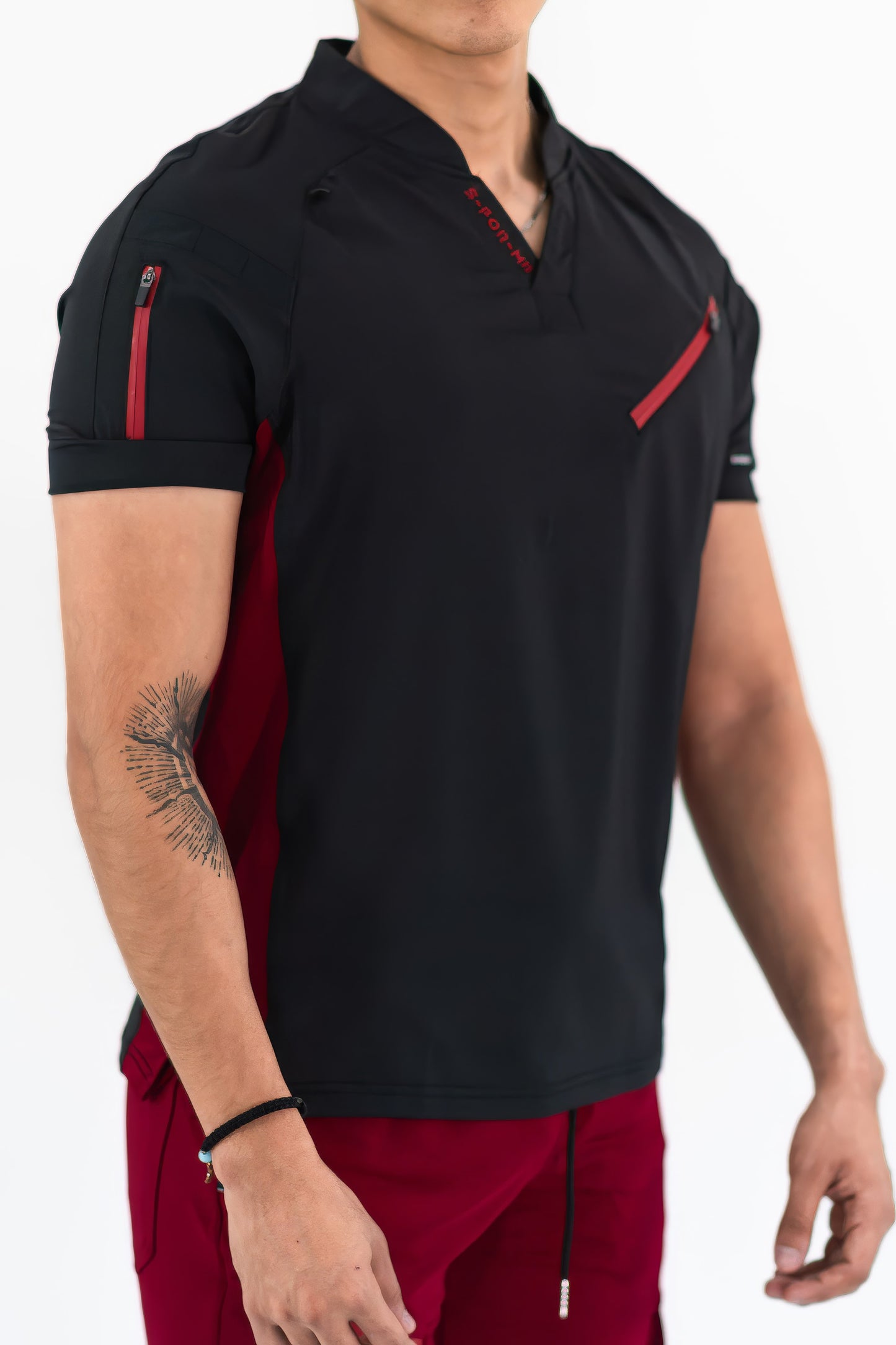 Men's Top 905 Black/Burgundy, Scrubs Super Stretch