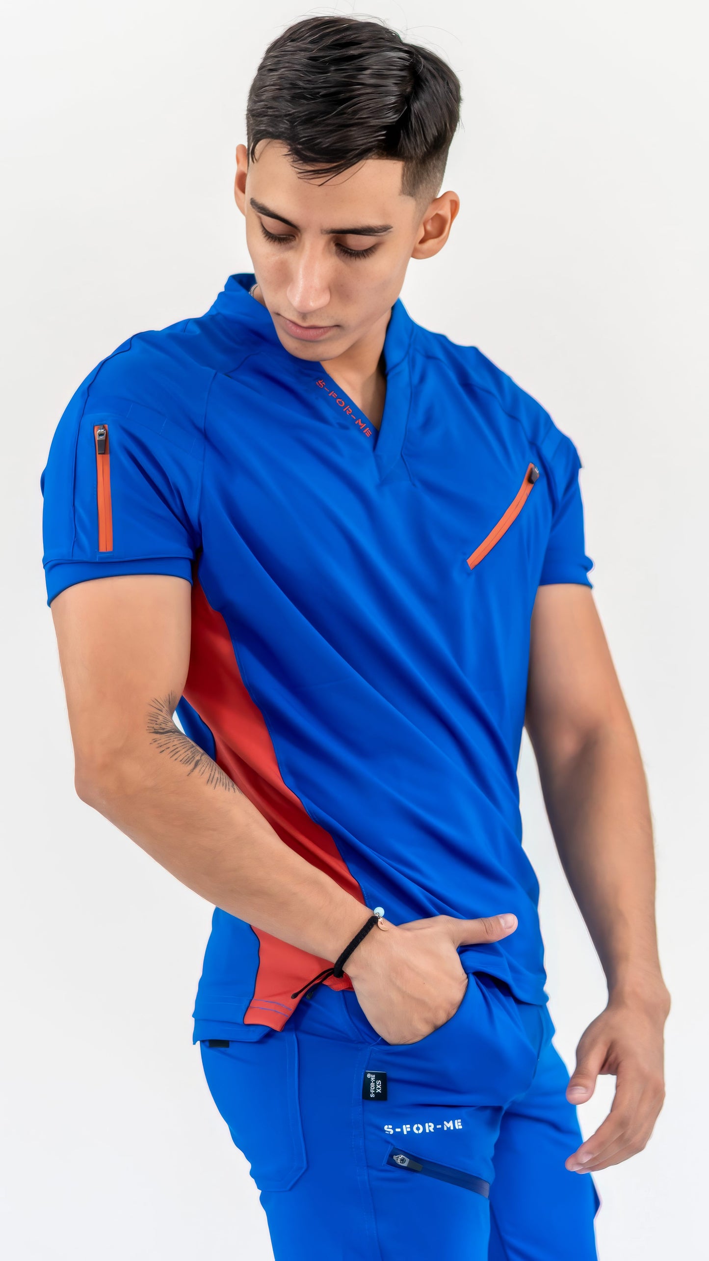 Men's Top 905 Royal Blue/Chedron, Super Stretch Scrubs