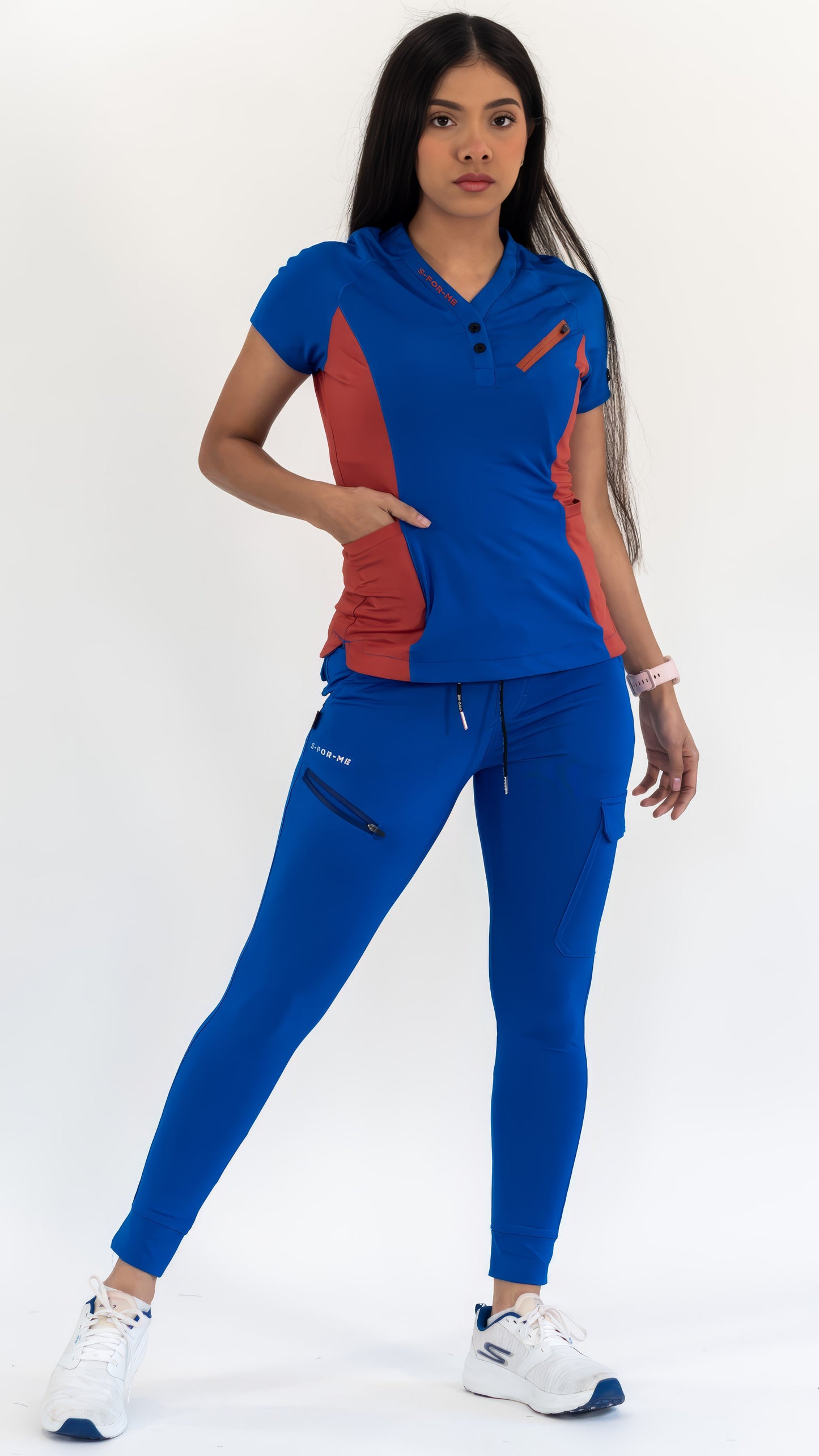 Women’s Top 905 Royal Blue/Chedron, Super Stretch Scrubs