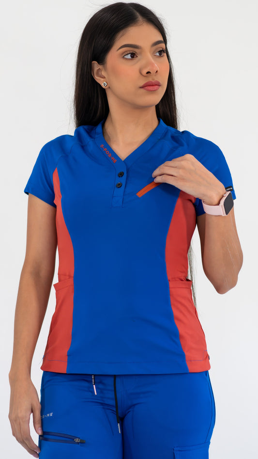 Women’s Top 905 Royal Blue/Chedron, Super Stretch Scrubs