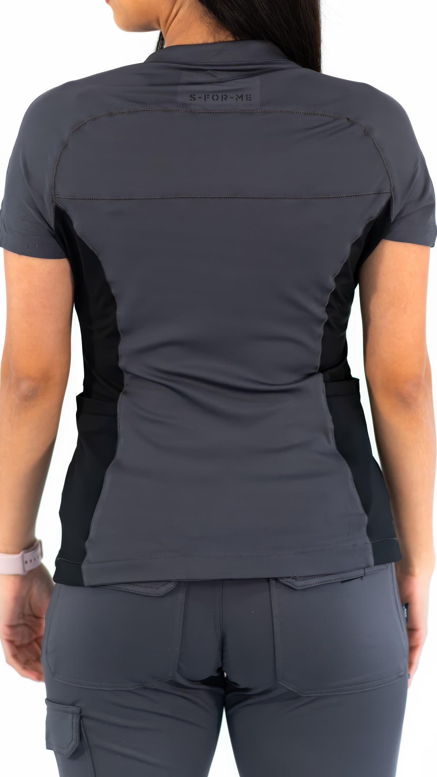 Women’s Top 905 Oxford Gray/Black, Super Stretch Scrubs