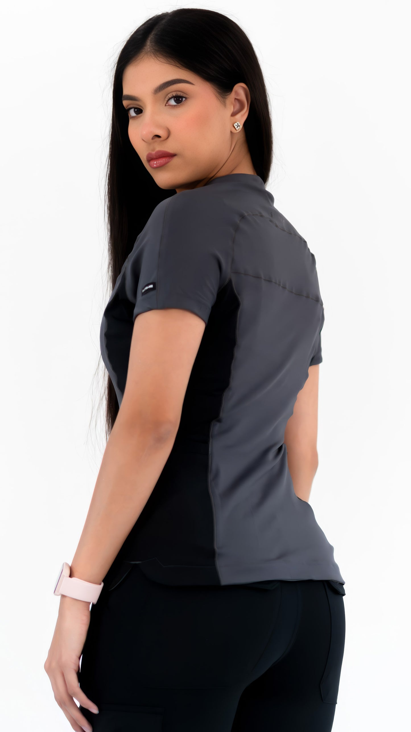 Women’s Top 905 Oxford Gray/Black, Super Stretch Scrubs