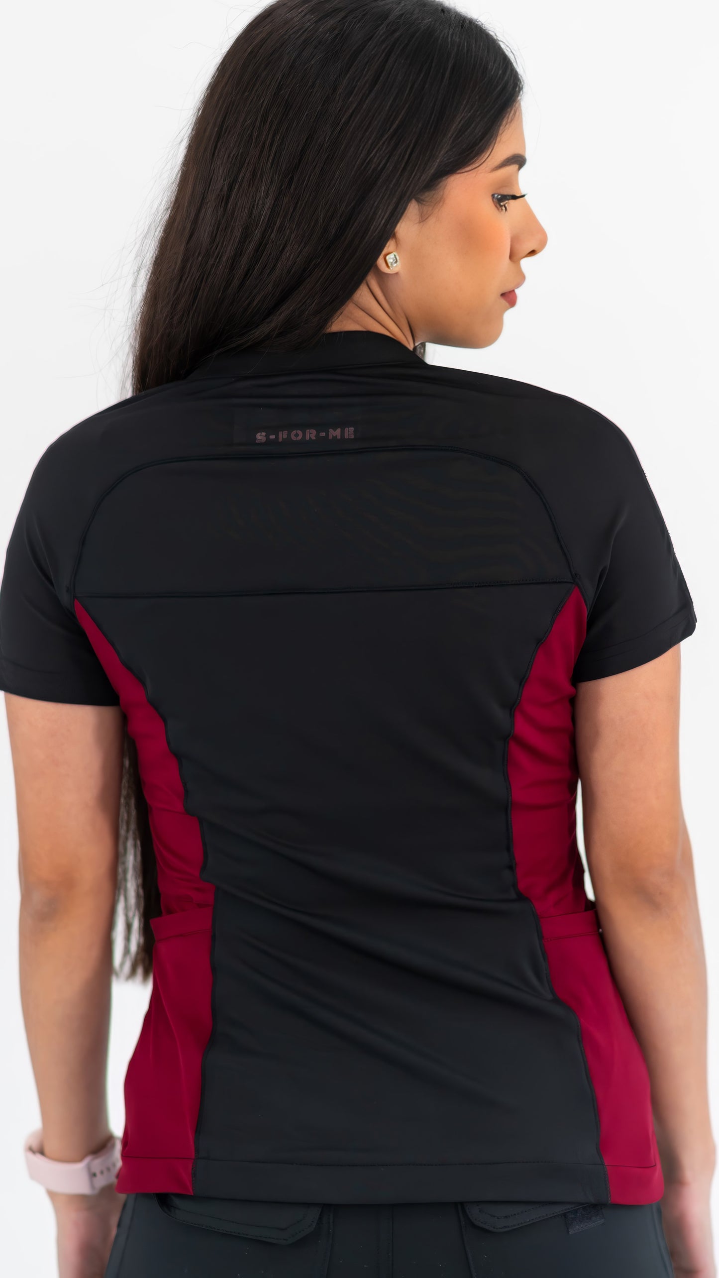 Women’s Top 905 Black/Burgundy, Super Stretch Scrubs