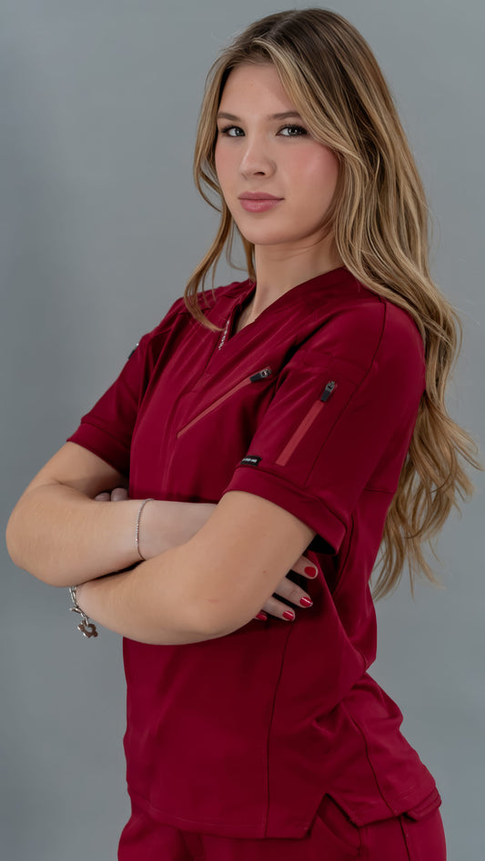 Unisex Relaxed Top 905 Burgundy, Super Stretch Scrubs