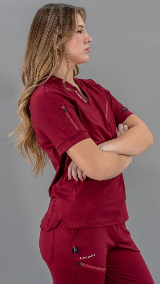 Unisex Relaxed Top 905 Burgundy, Super Stretch Scrubs