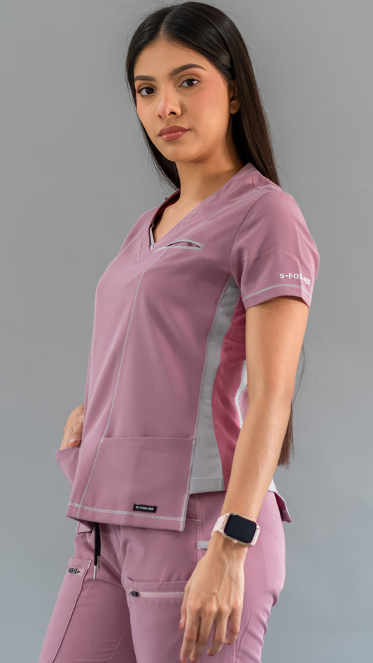 Women’s 301 Top Rosewood/Pearl Gray Stretch Sides, Scrubs 301