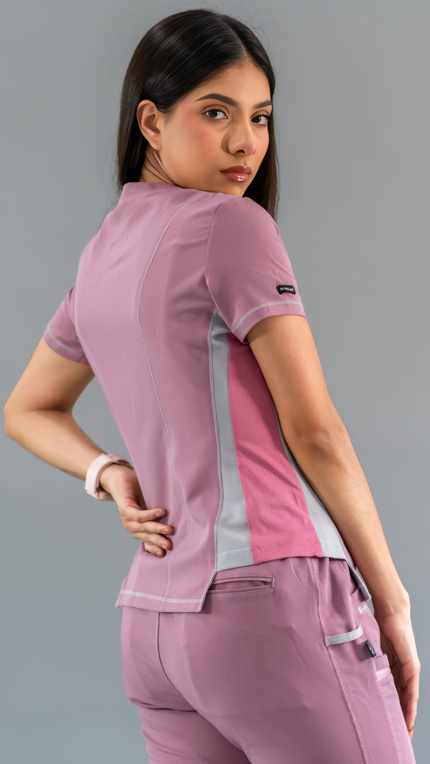 Women’s 301 Top Rosewood/Pearl Gray Stretch Sides, Scrubs 301