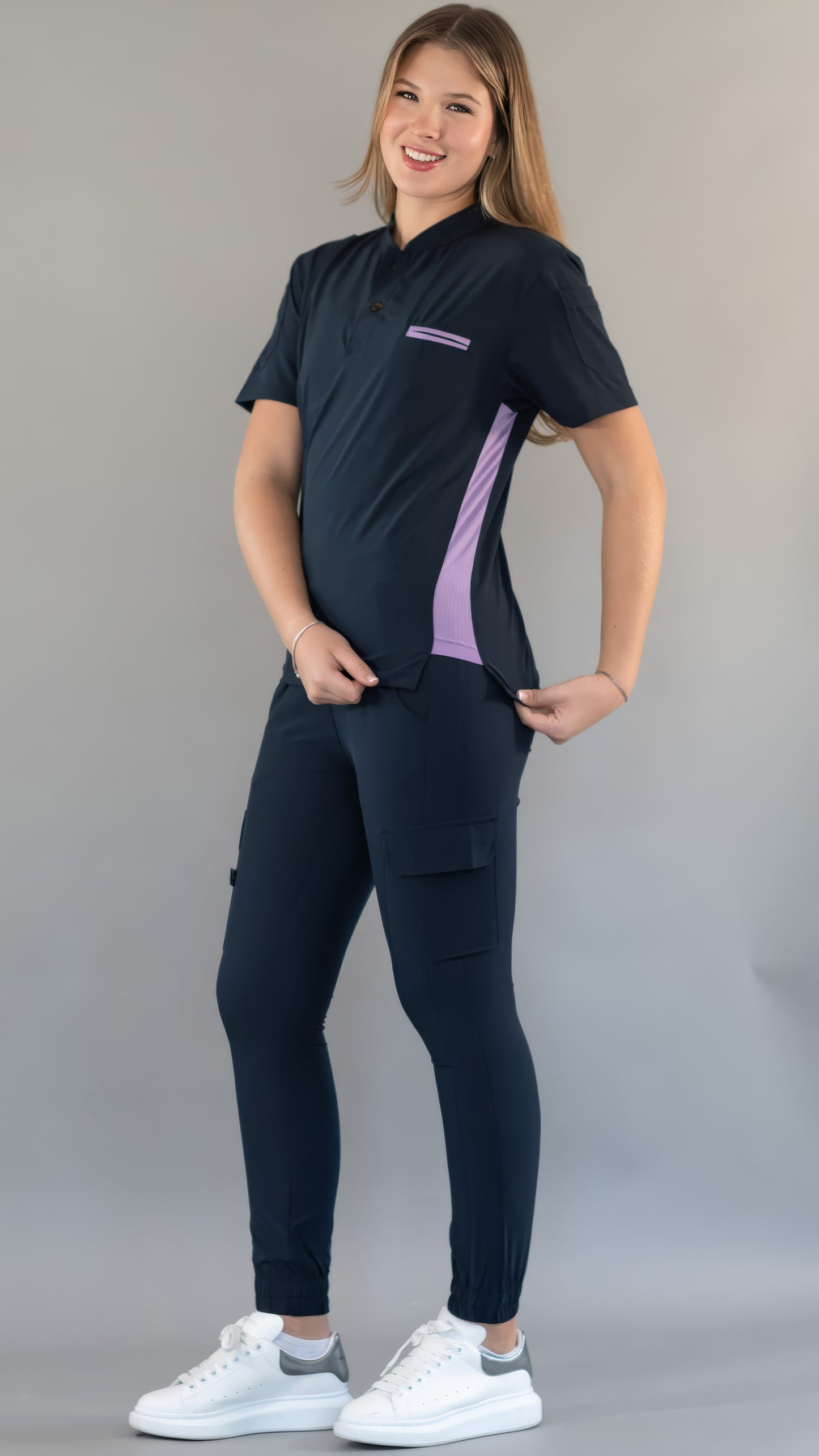 Unisex Relaxed Top 520 Navy/Lilac Scrubs 520