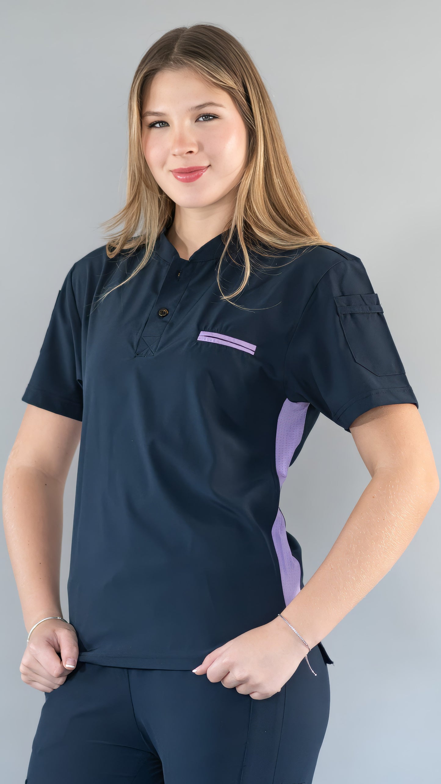 Unisex Relaxed Top 520 Navy/Lilac Scrubs 520