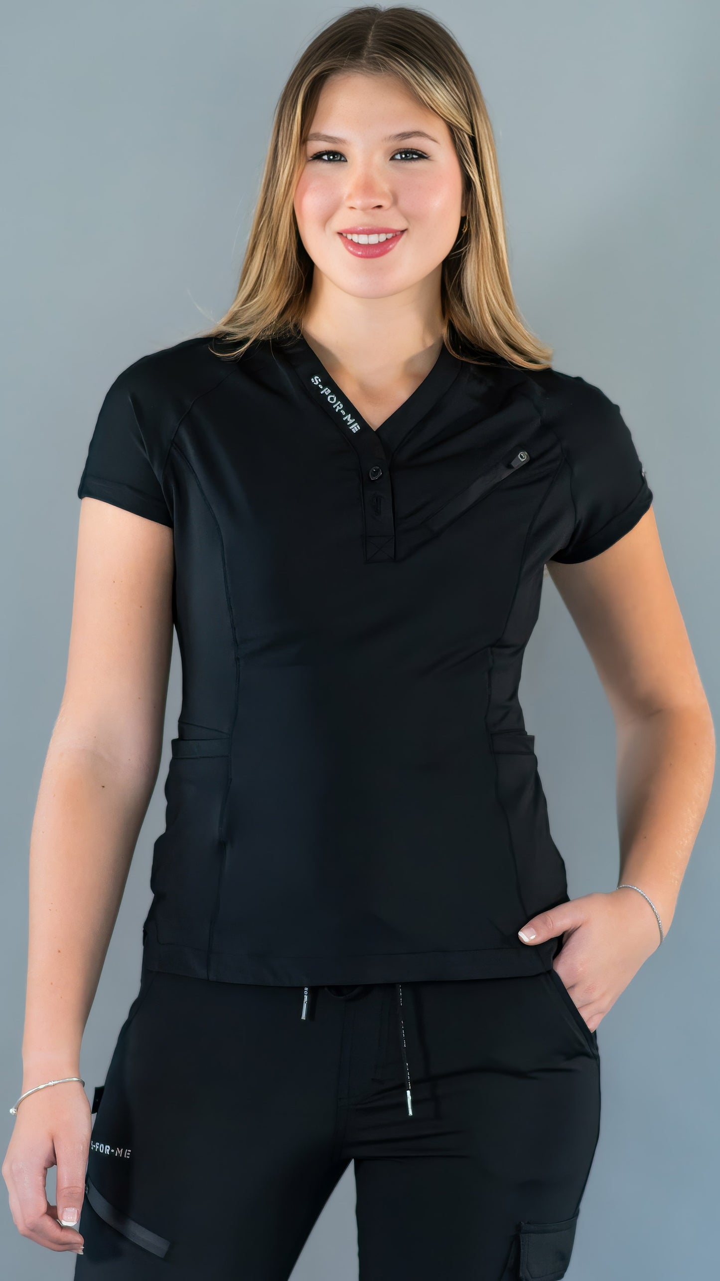 Women’s Top 905 Black, Super Stretch Scrubs