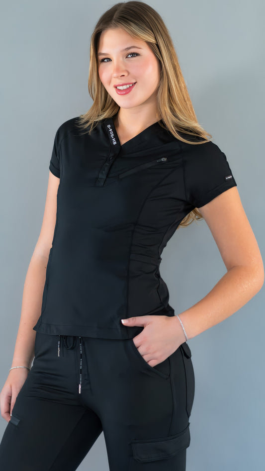 Women’s Top 905 Black, Super Stretch Scrubs