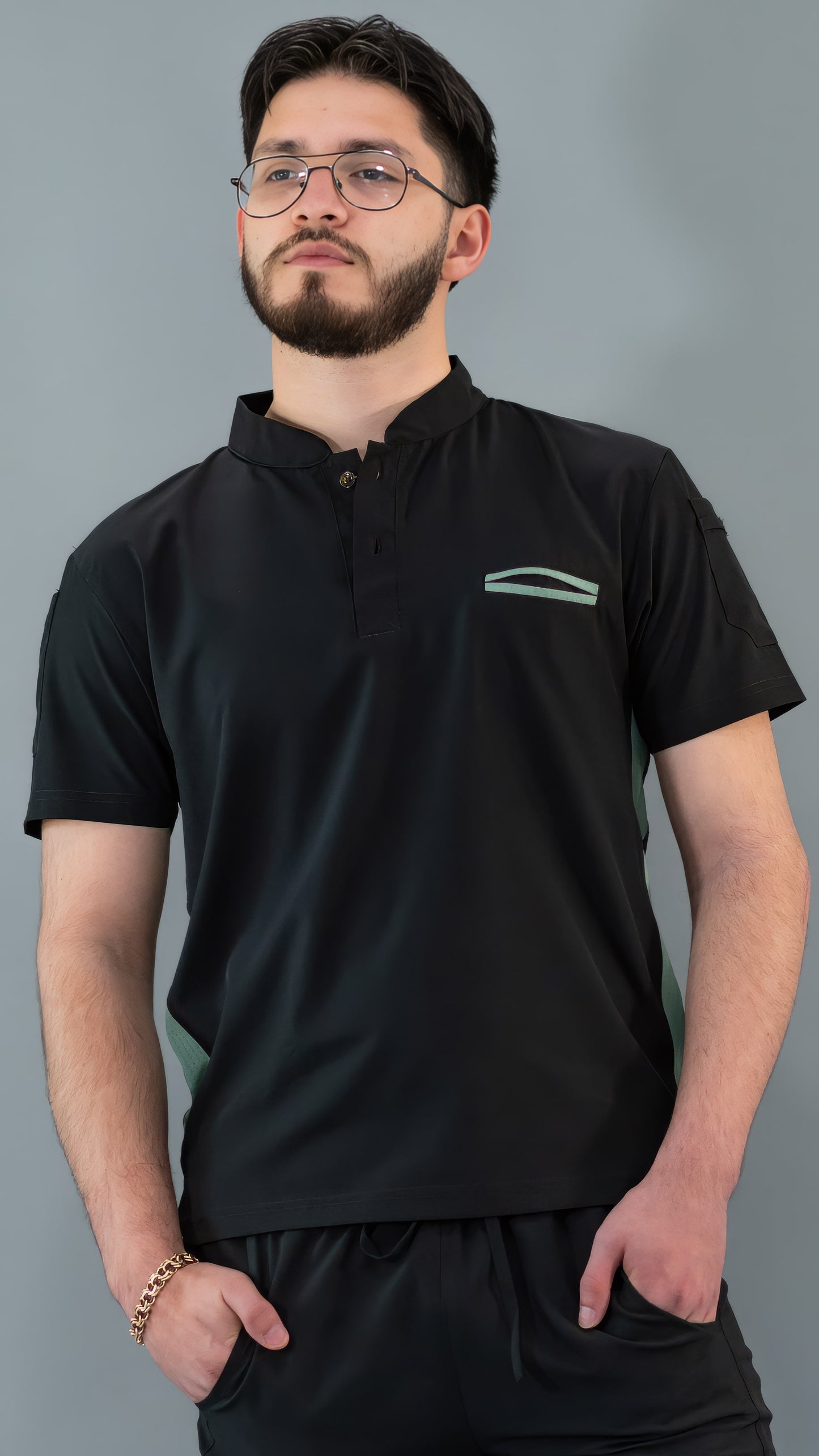 Men's Top Black/Mint, Scrubs 520