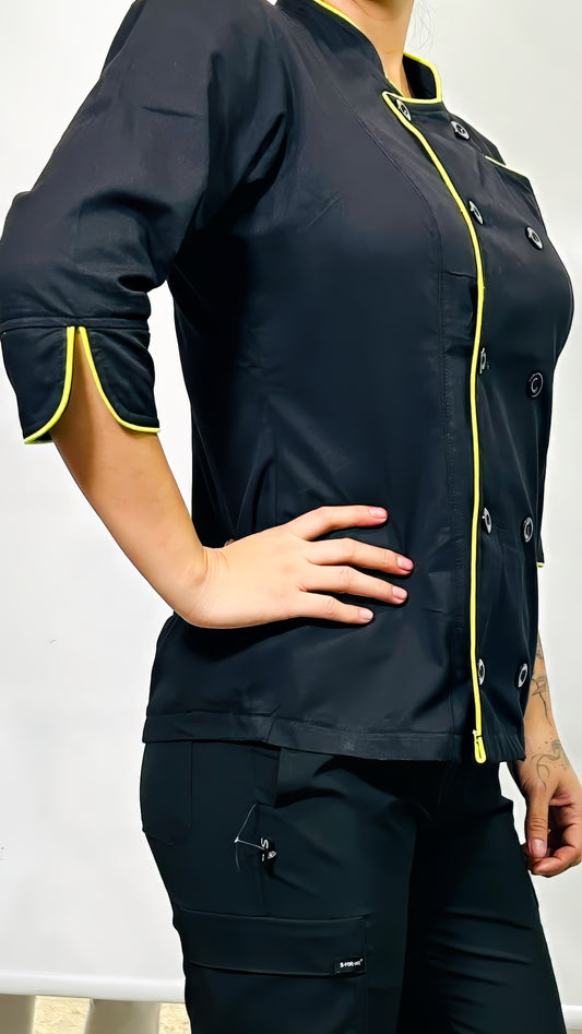 Traditional Black/Lemon Chef Jacket for Women