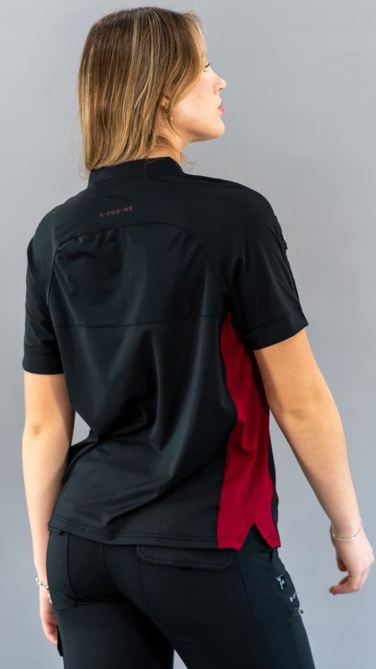 Unisex Relaxed Top 905 Black/Burgundy, Super Stretch Scrubs