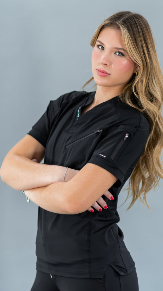 Unisex Relaxed Top 905 Black, Super Stretch Scrubs