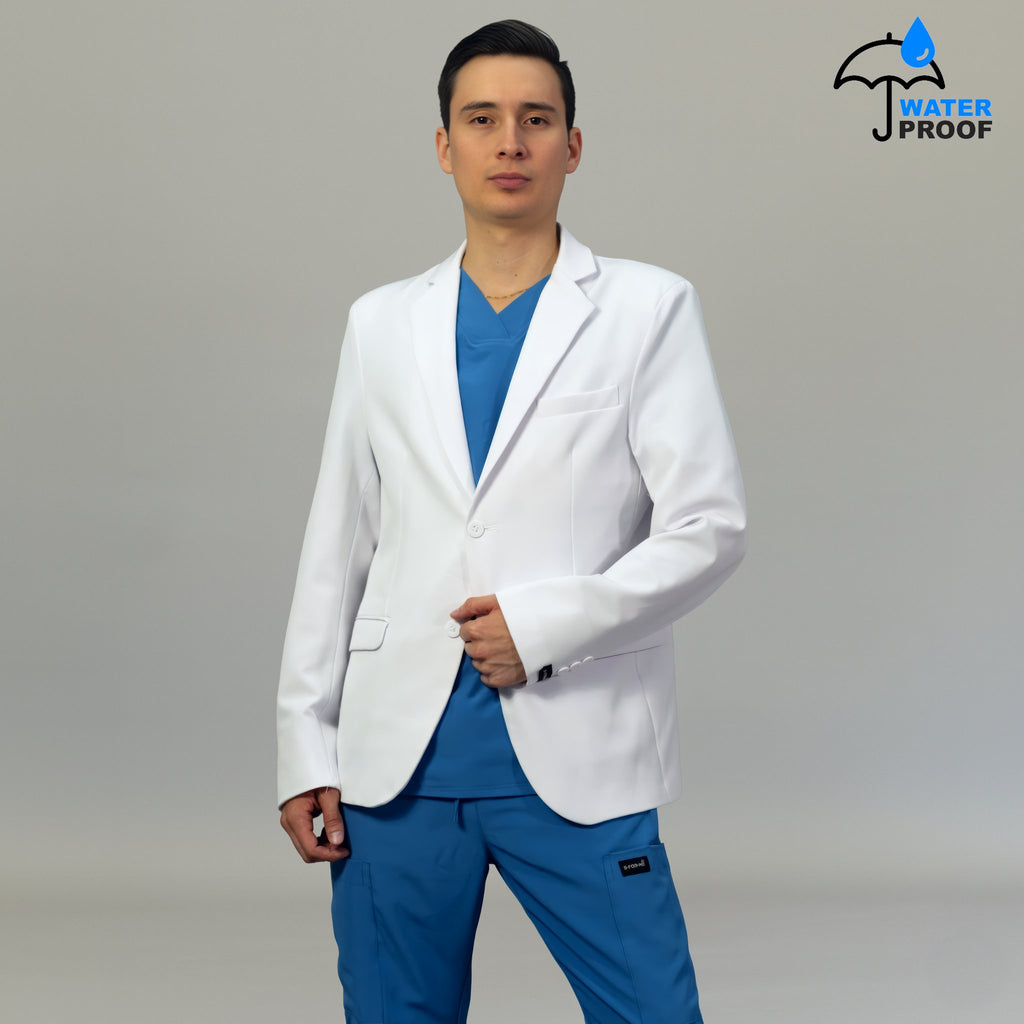 white scrub top