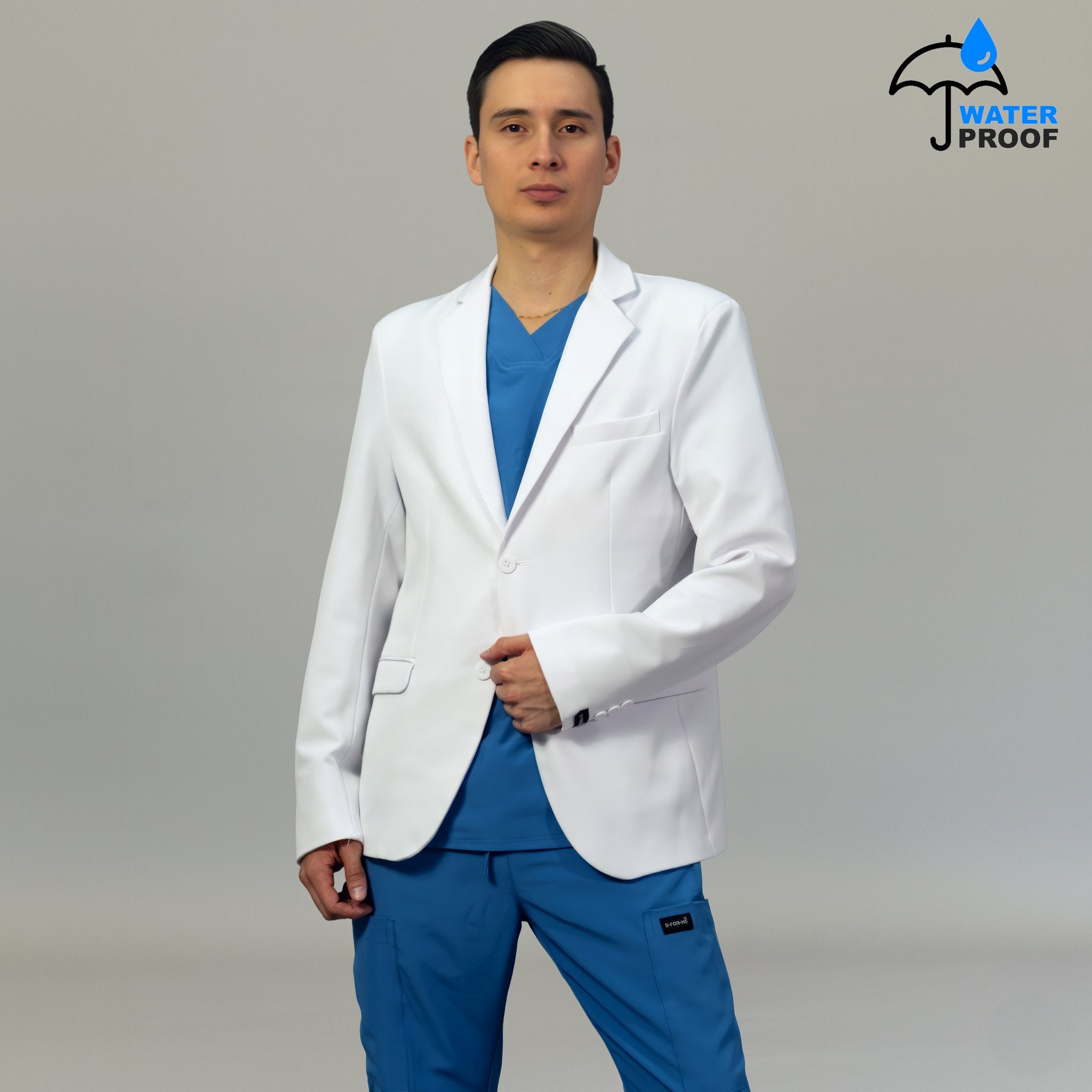 white scrub top