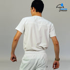 Back view of mens 530 white lightweight scrub top - SFORME