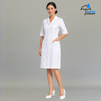 Women's White Alviero Fluid-Resistant Stretch Clinical Dress
