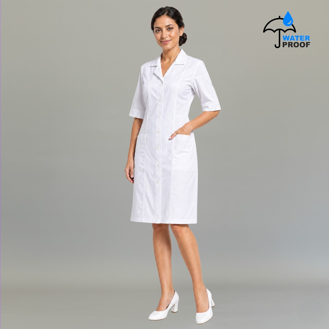Women's White Alviero Fluid-Resistant Stretch Clinical Dress